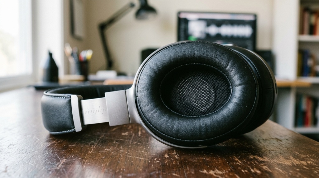 Close-up of cushioned padding on adjustable headphones for children traveling.