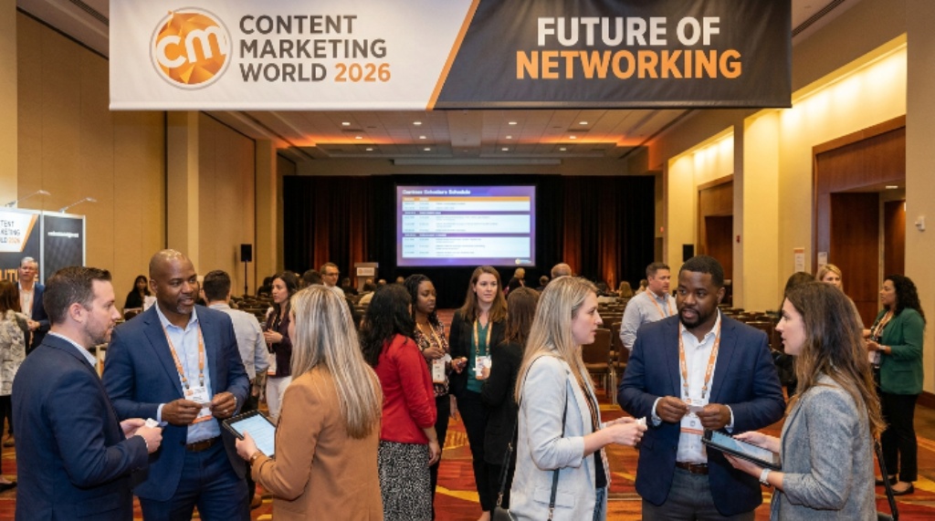 Marketing professionals networking at Content Marketing World 2026 conference