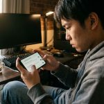 Player optimizing phone settings for smooth mobile gaming