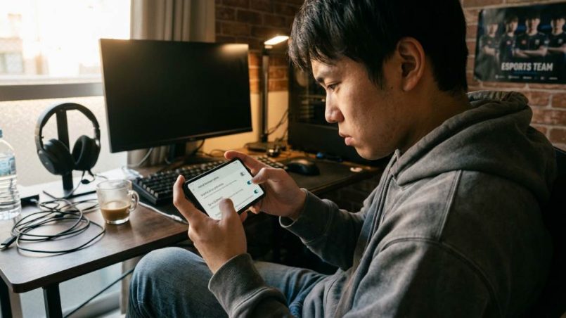 Player optimizing phone settings for smooth mobile gaming